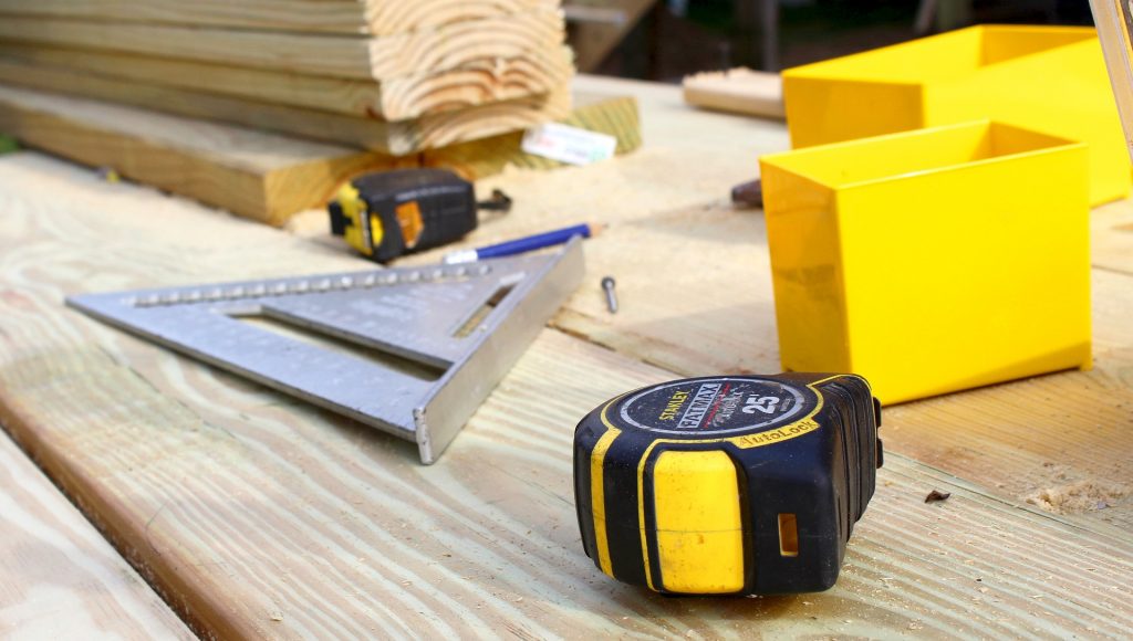 tape measure on building tools construction site